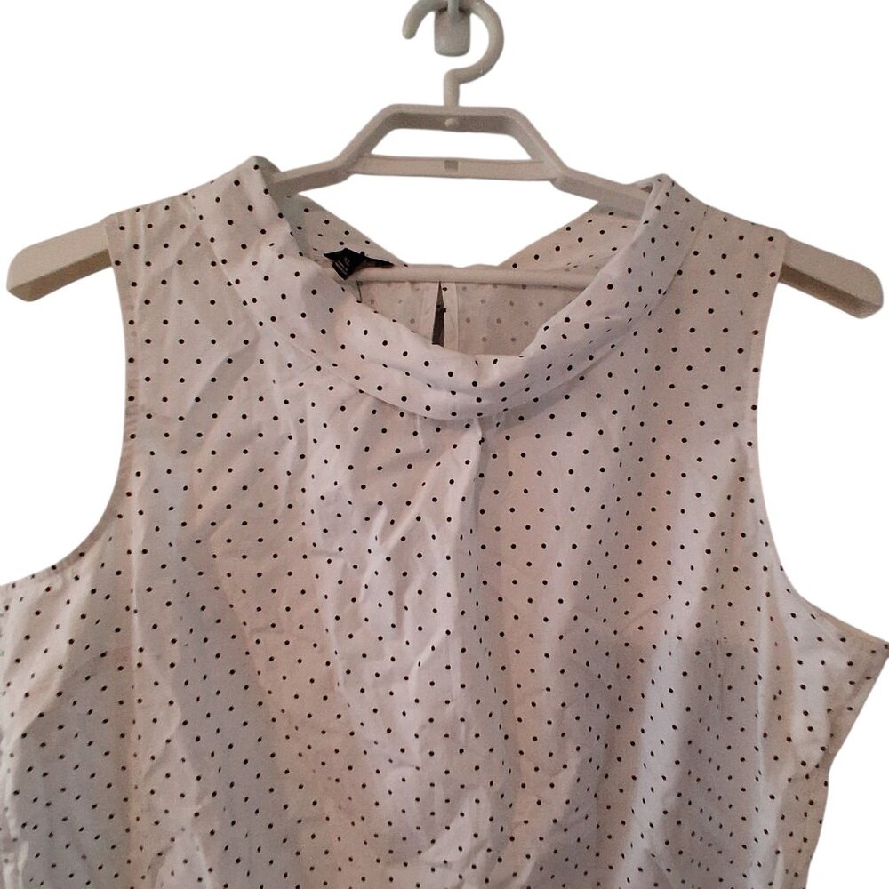 Talbots White Polka Dot Sleeveless Cowl Neck Camisole - Picture 2 of 4